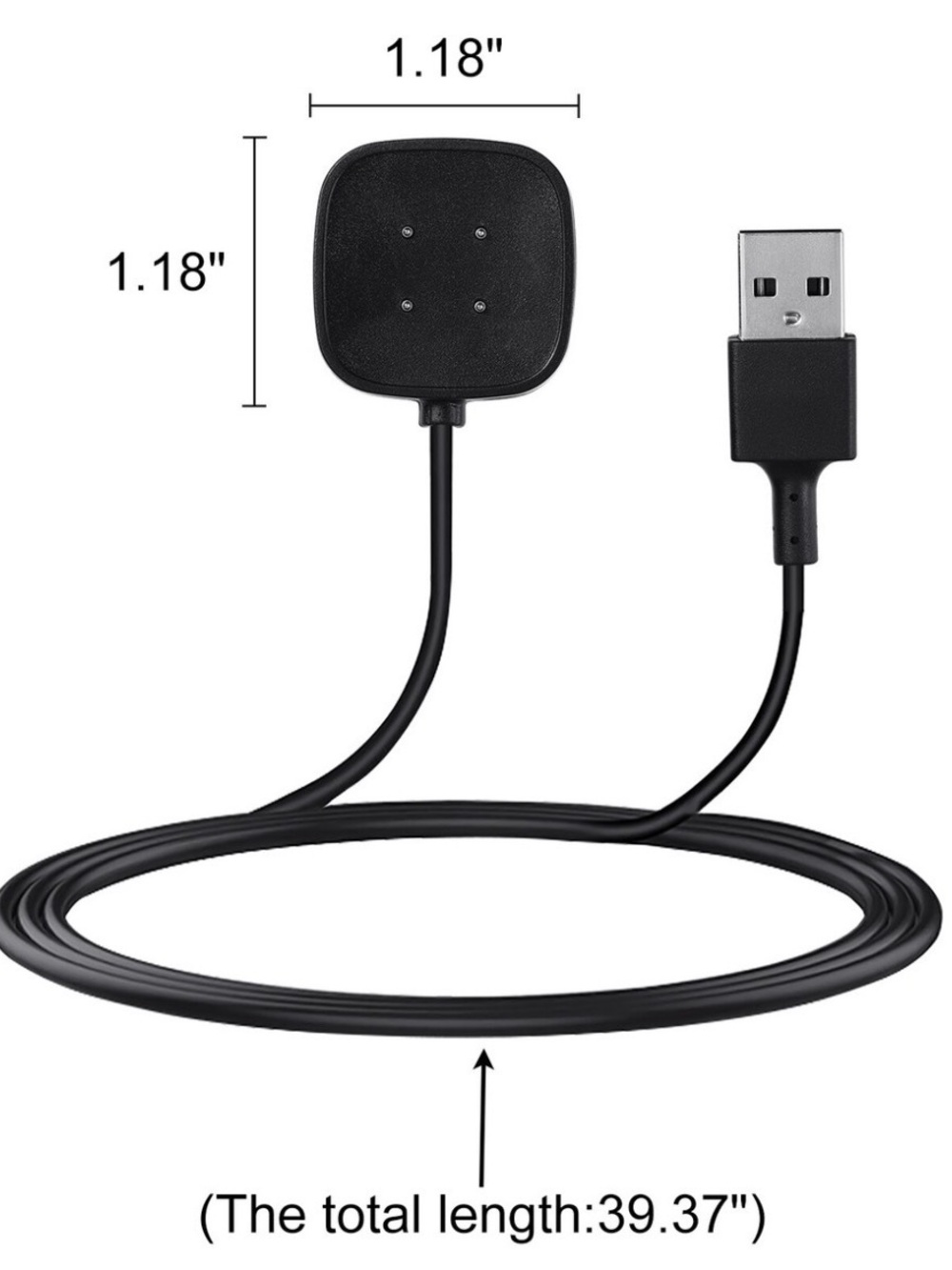 COMVIN Magnetic FITBIT USB Charging Cable Charger - Black-